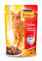 Friskies консервы для кошек в подливе с индейкой и печенью пауч 100 гр.